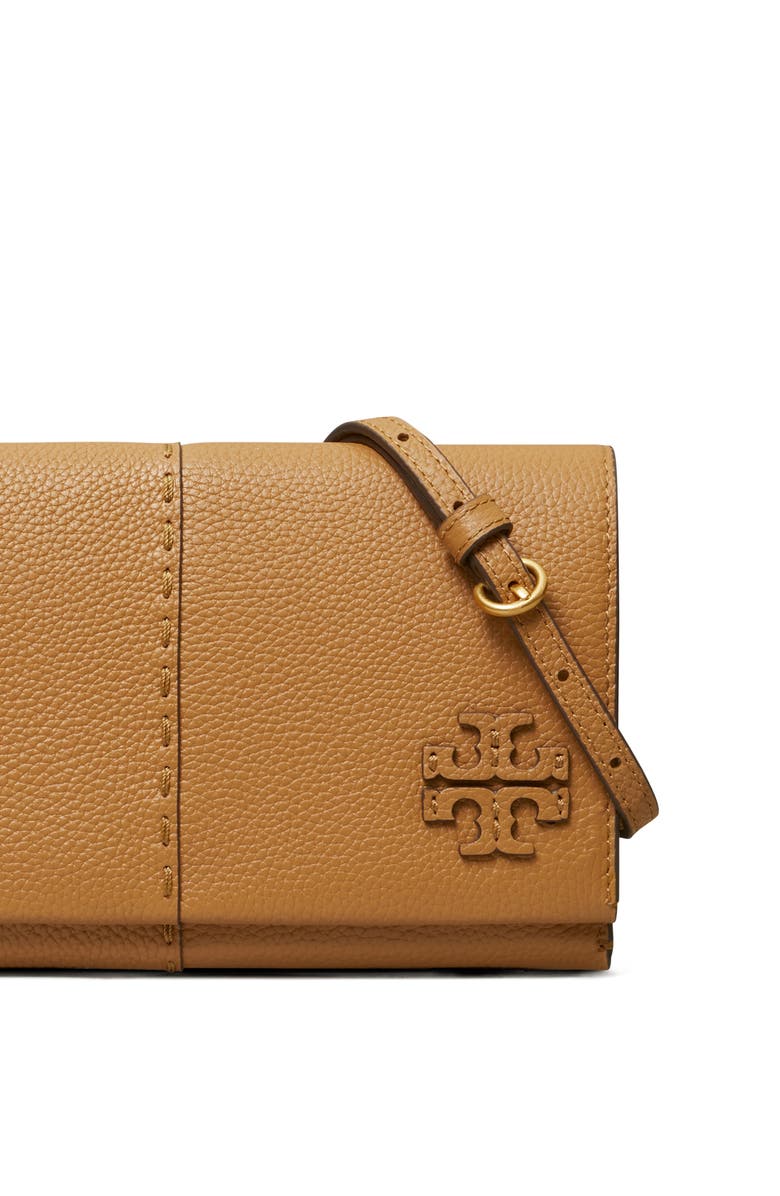 Tory Burch McGraw Leather Wallet Crossbody, Alternate, color, Tiramisu