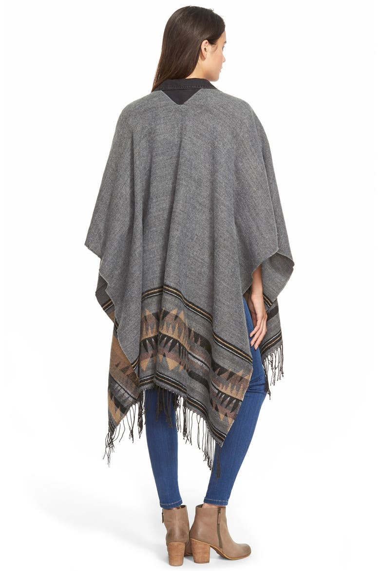 'Wanderlust' Blanket Poncho, Alternate, color, BLACK/ GREY