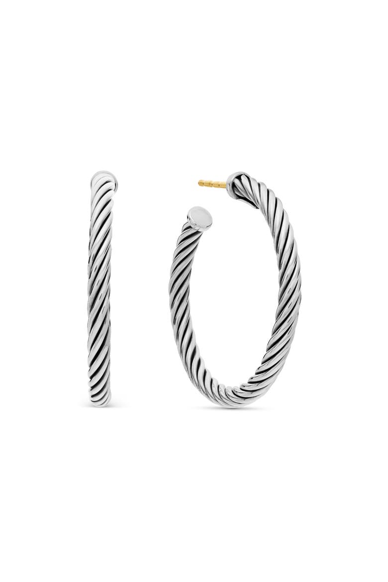 Cable Loop Hoop Earrings, Main, color, SILVER