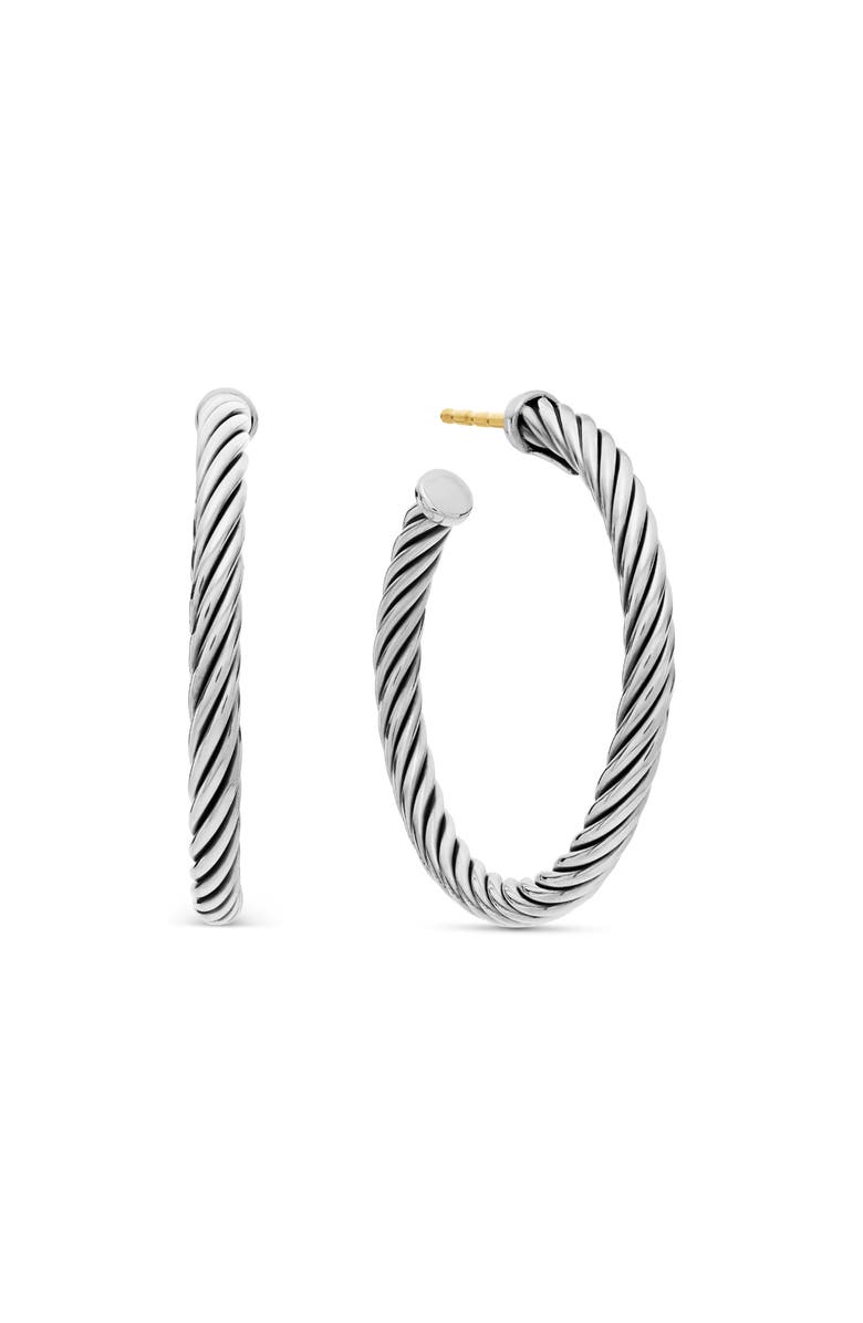 David Yurman Cable Loop Hoop Earrings, Main, color, Silver
