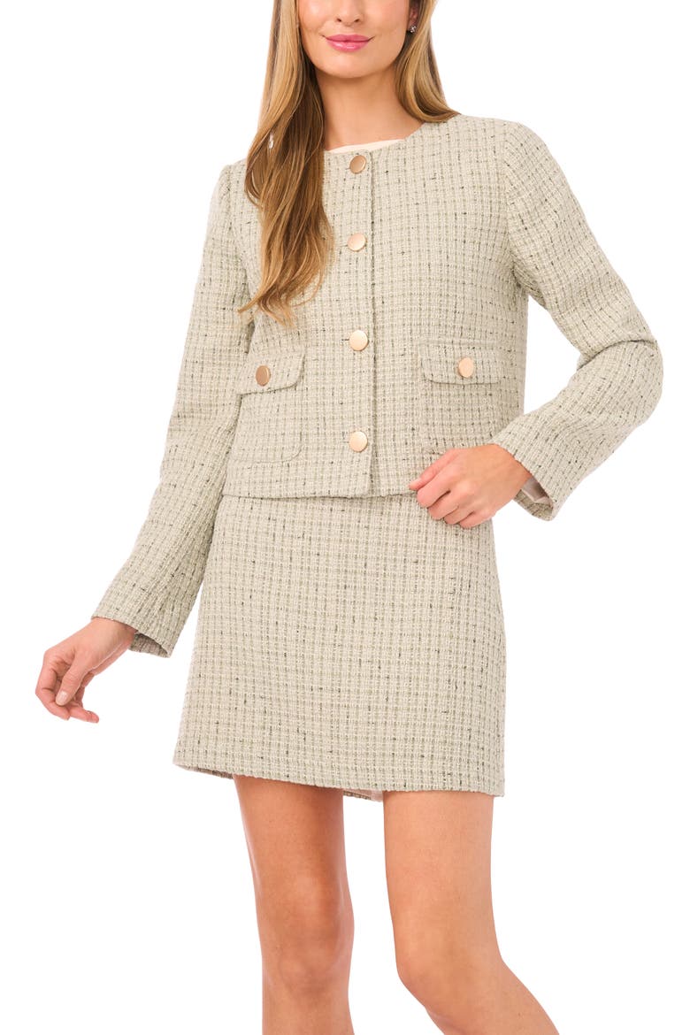 Metallic Tweed Jewel Collar Jacket, Main, color, KALAMATA