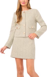 Halogen® Metallic Tweed Jewel Collar Jacket