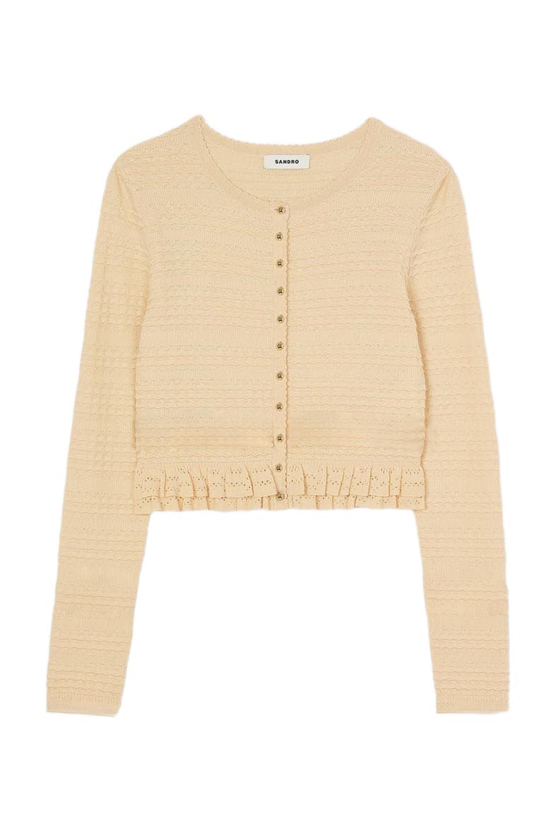 Ruffled cardigan, Alternate, color, Ecru