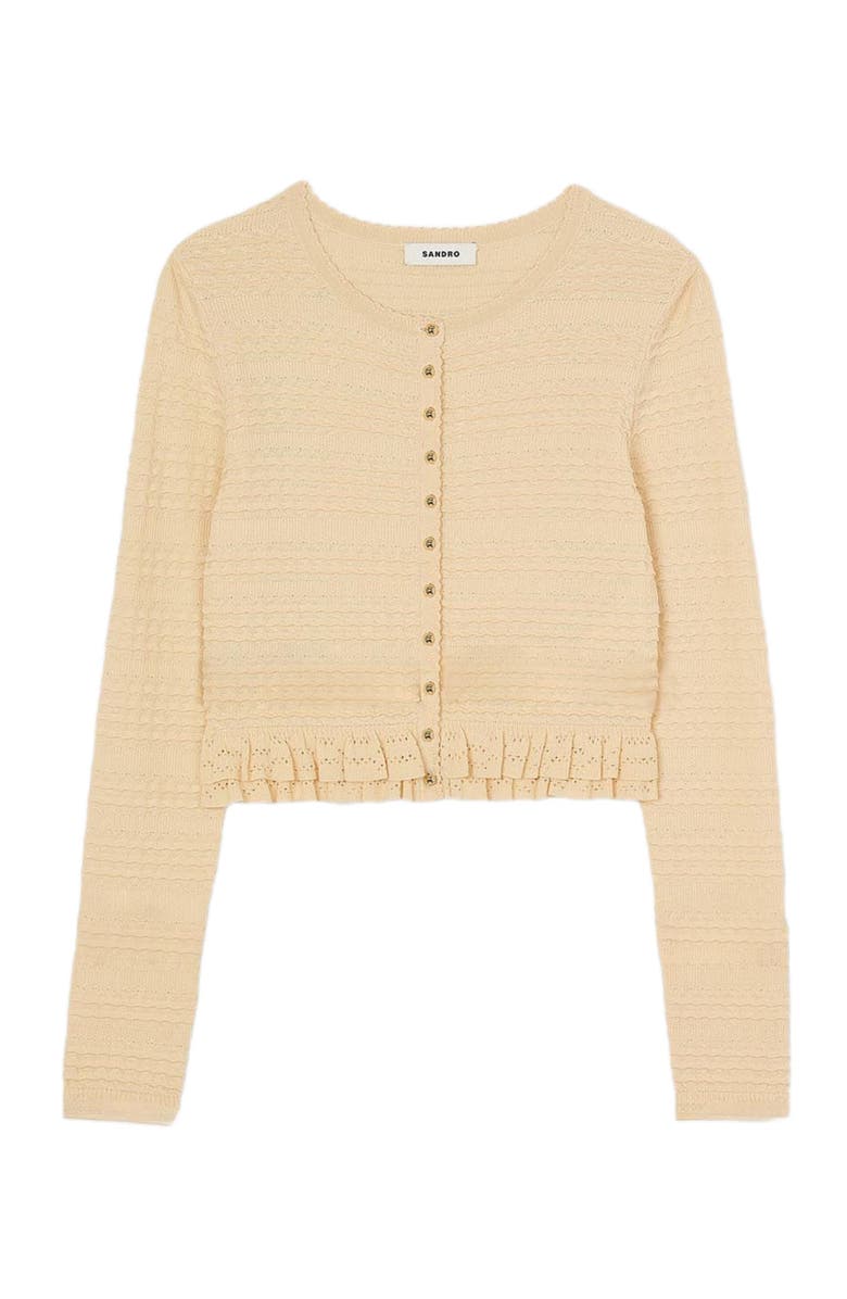 SANDRO Ruffled cardigan, Alternate, color, 