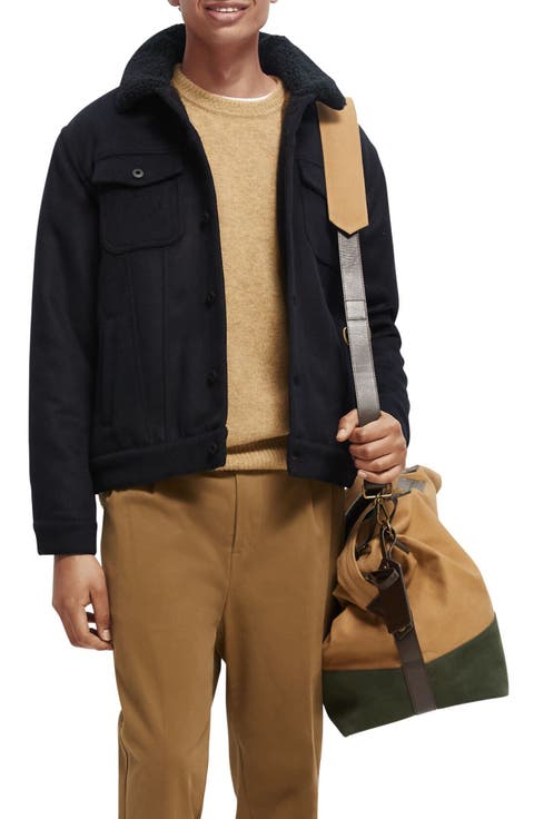 High-Pile Fleece Lined Wool Blend Trucker Jacket