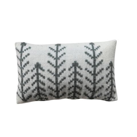 Embroidered Acrylic Blend Lumbar Pillow with Cotton Slub