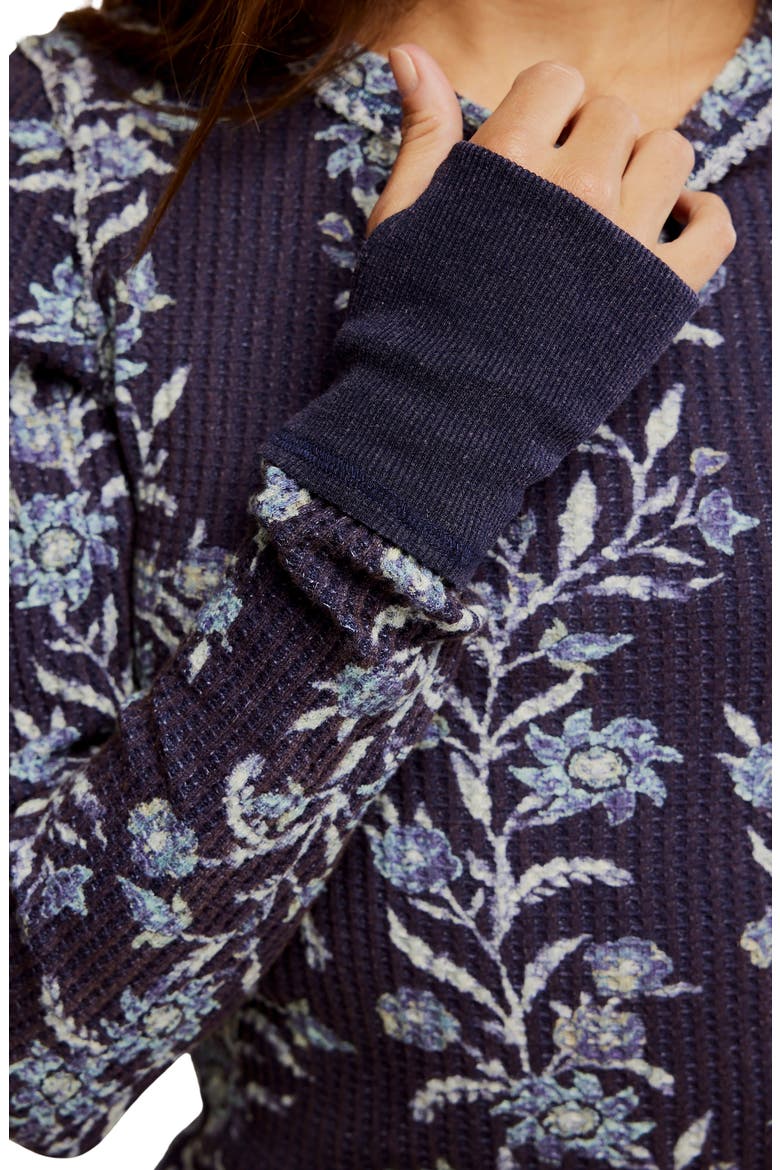 Pretty Little Thermal Stitch Top, Alternate, color, BLUE COMBO - FOLK VI