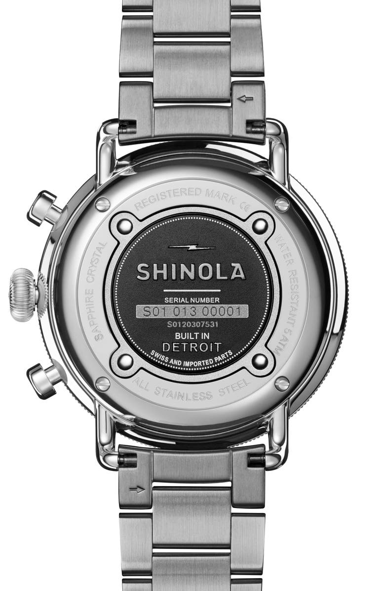 Shinola Canfield Chronograph Bracelet Watch, 43mm, Alternate, color, Dark Olive