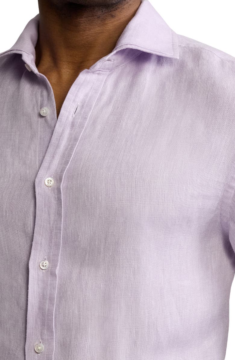 Ralph Lauren Purple Label Basket Weave Linen Button-Up Shirt, Alternate, color, Lilac Breeze