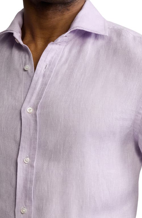 Ralph Lauren Purple Label Basket Weave Linen Button-up Shirt In Lilac Breeze