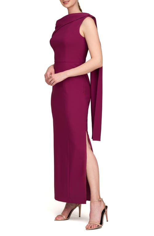Kay Unger Dominca Drape One-shoulder Gown In Boysenberry