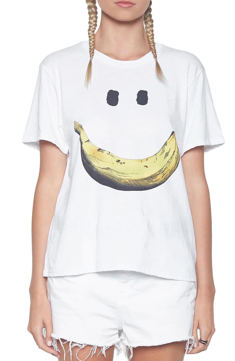 Lauren Moshi Croft Happy Banana Top, Alternate, color, White