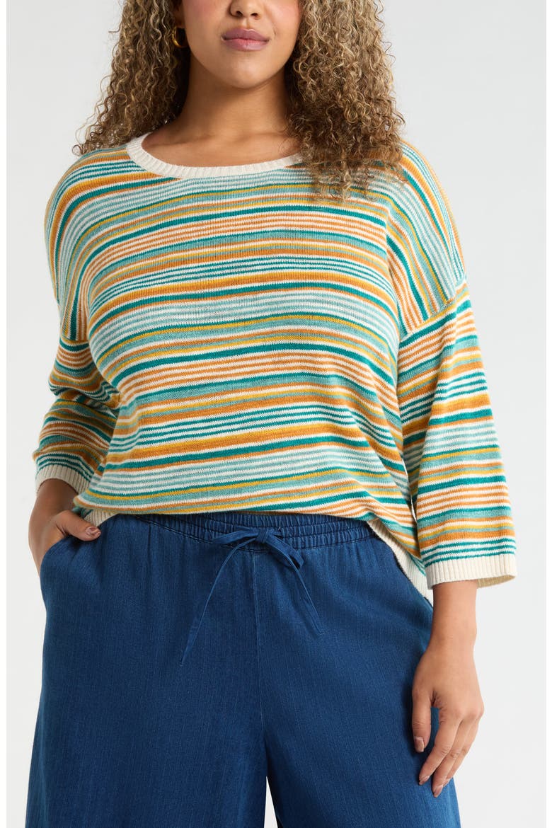 Knavock Stripe Cotton & Linen Sweater, Main, color, DITTANY AMBER MULTI