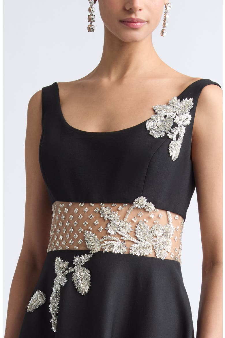 Crystal Embellished Cocktail Dress, Alternate, color, BLACK/ SILVER