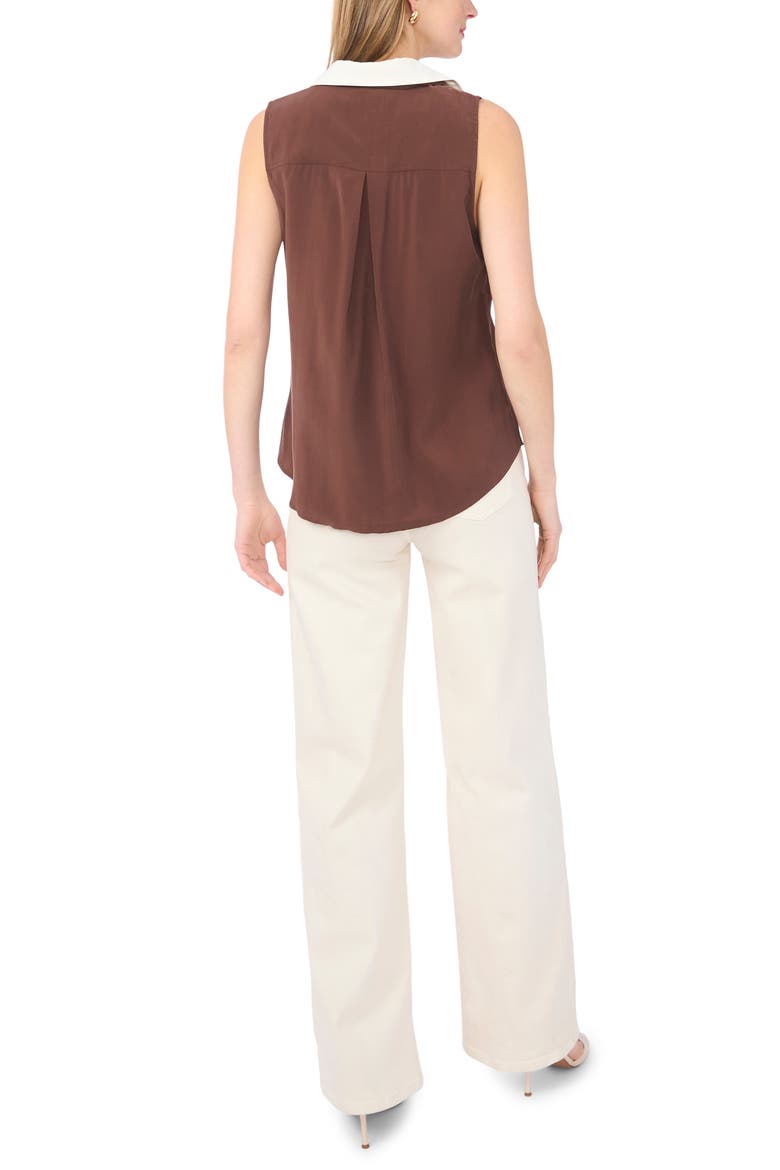 Contrast Collar Sleeveless Top, Alternate, color, SHAVED CHOCOLATE