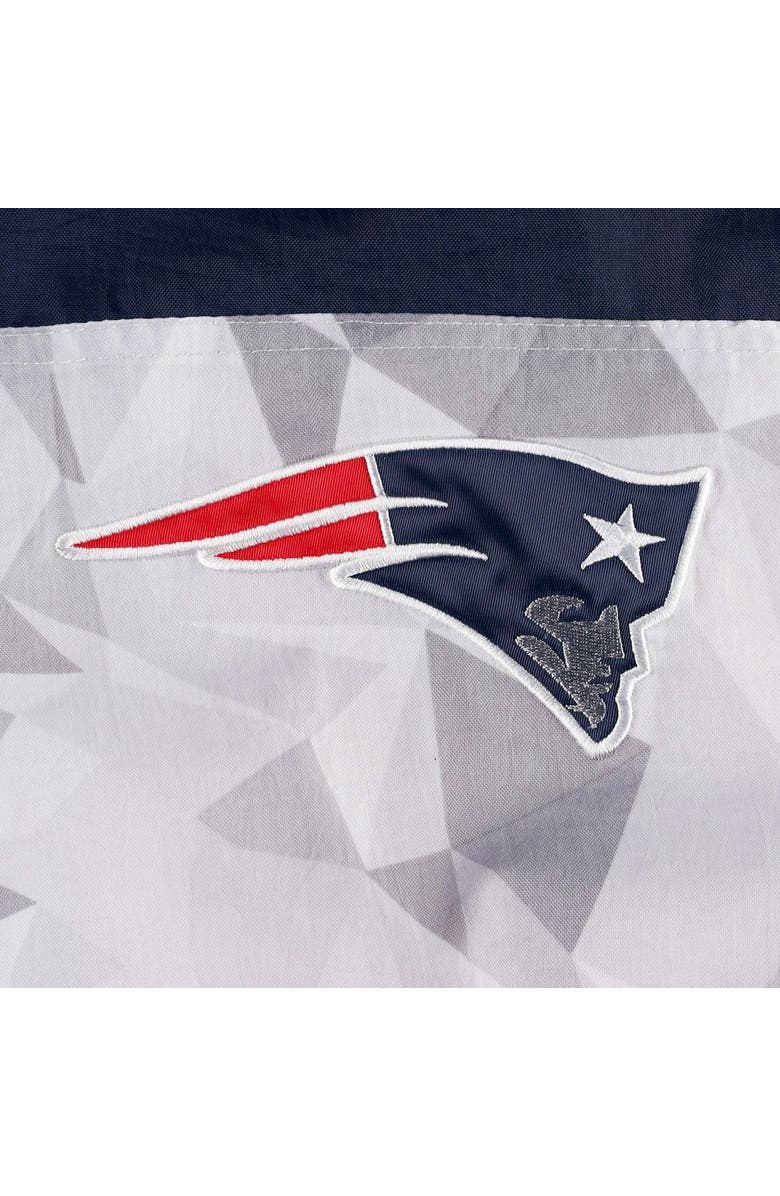 STARTER Men's Starter White/Navy New England Patriots Thursday Night Gridiron Raglan Half-Zip Hooded Jacket, Alternate, color, 