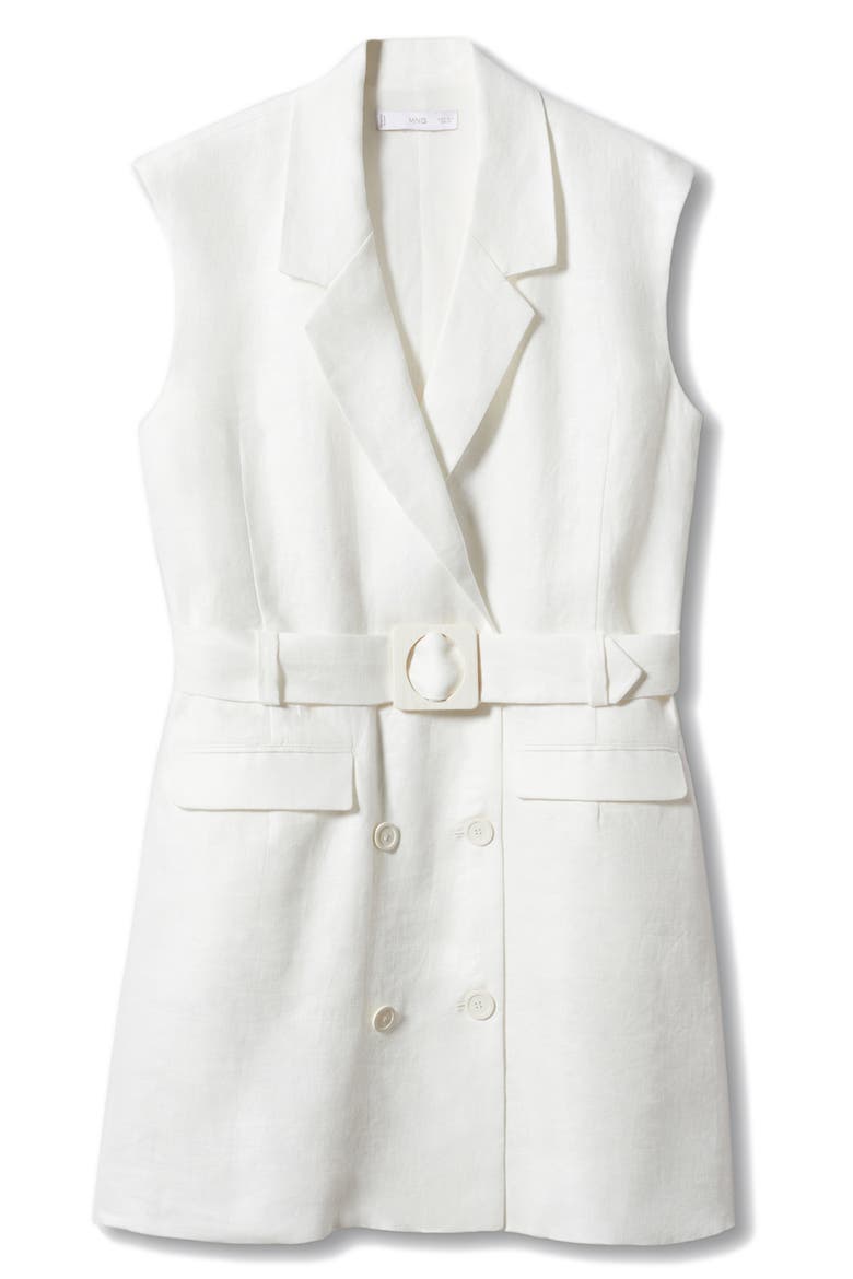 Belted Linen Blazer Minidress, Alternate, color, OFF WHITE