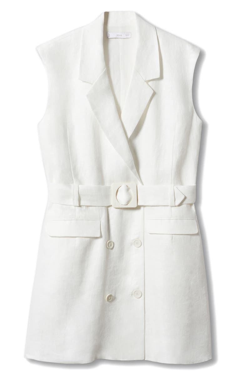 MANGO Belted Linen Blazer Minidress, Alternate, color,