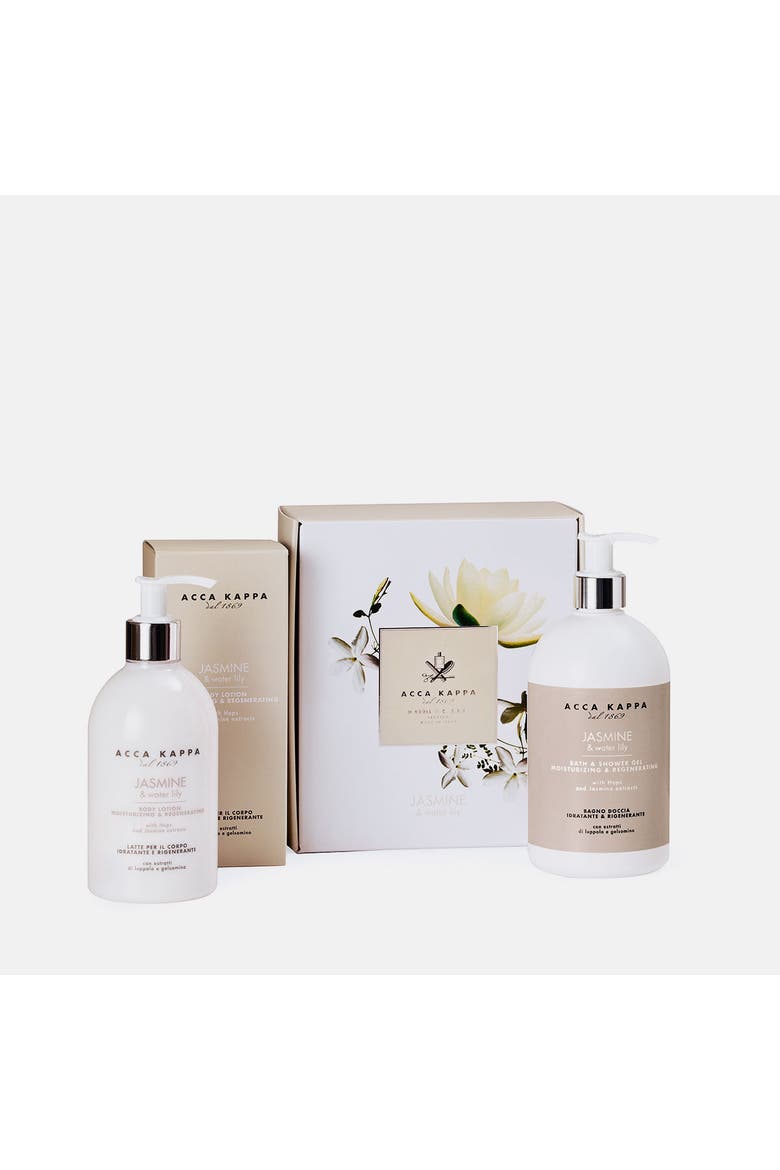 Jasmine & Waterlilly Shower Gel & Body Lotion Gift Set, Main, color, White