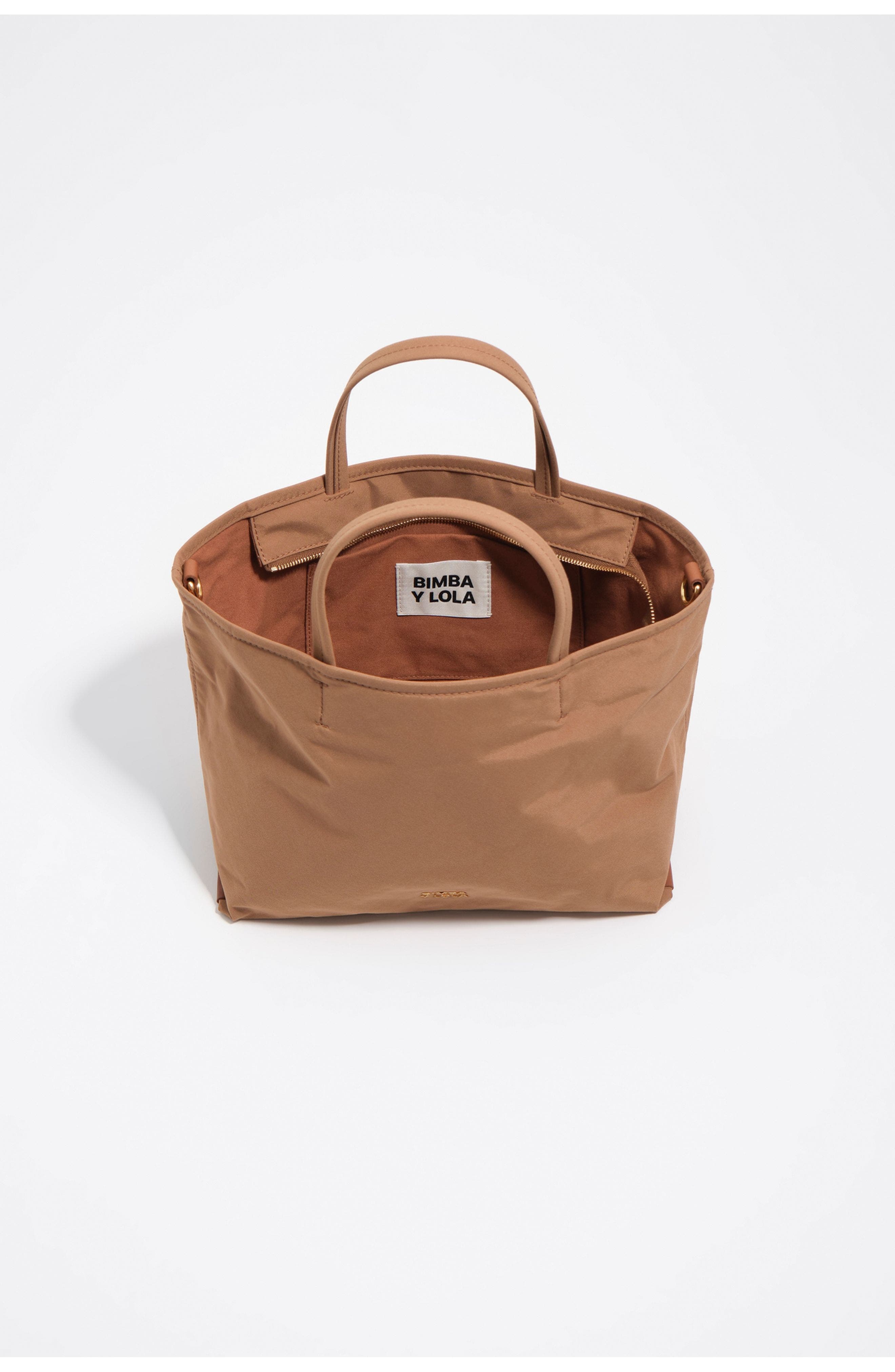 Bimba y Lola Medium Gabardine Shopper Bag, Alternate, color, Cinnamon