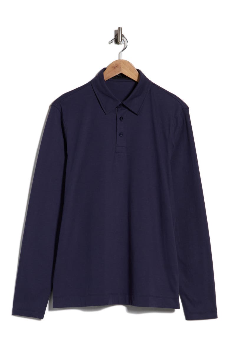 Long Sleeve Brushed Organic Cotton Polo, Main, color, TWILIGHT