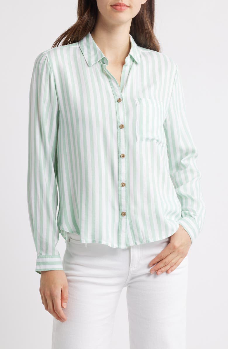 beachlunchlounge Candace Stripe Button-Up Shirt, Main, color, Deja Vu