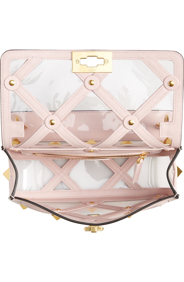 Valentino Garavani Roman Stud Transparent Shoulder Bag, Alternate, color,