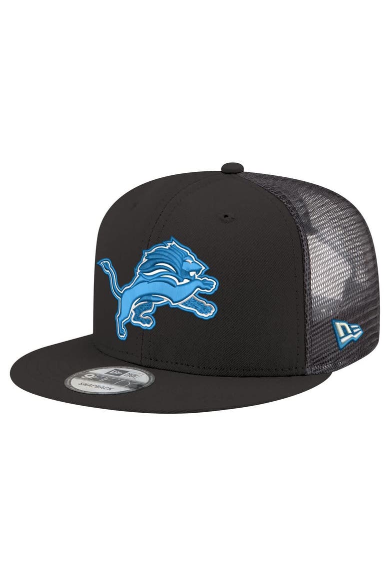 Men's New Era Black Detroit Lions Shade Trucker 9FIFTY Snapback Hat, Main, color, Black