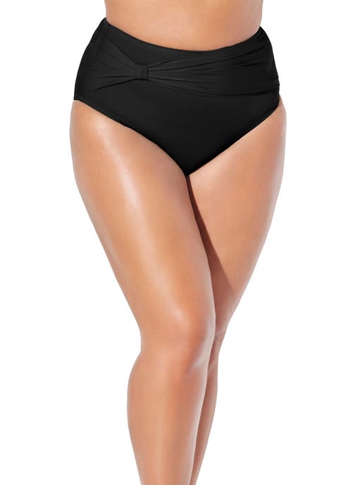 Side Knot Drape Overlay High Waist Swim Brief