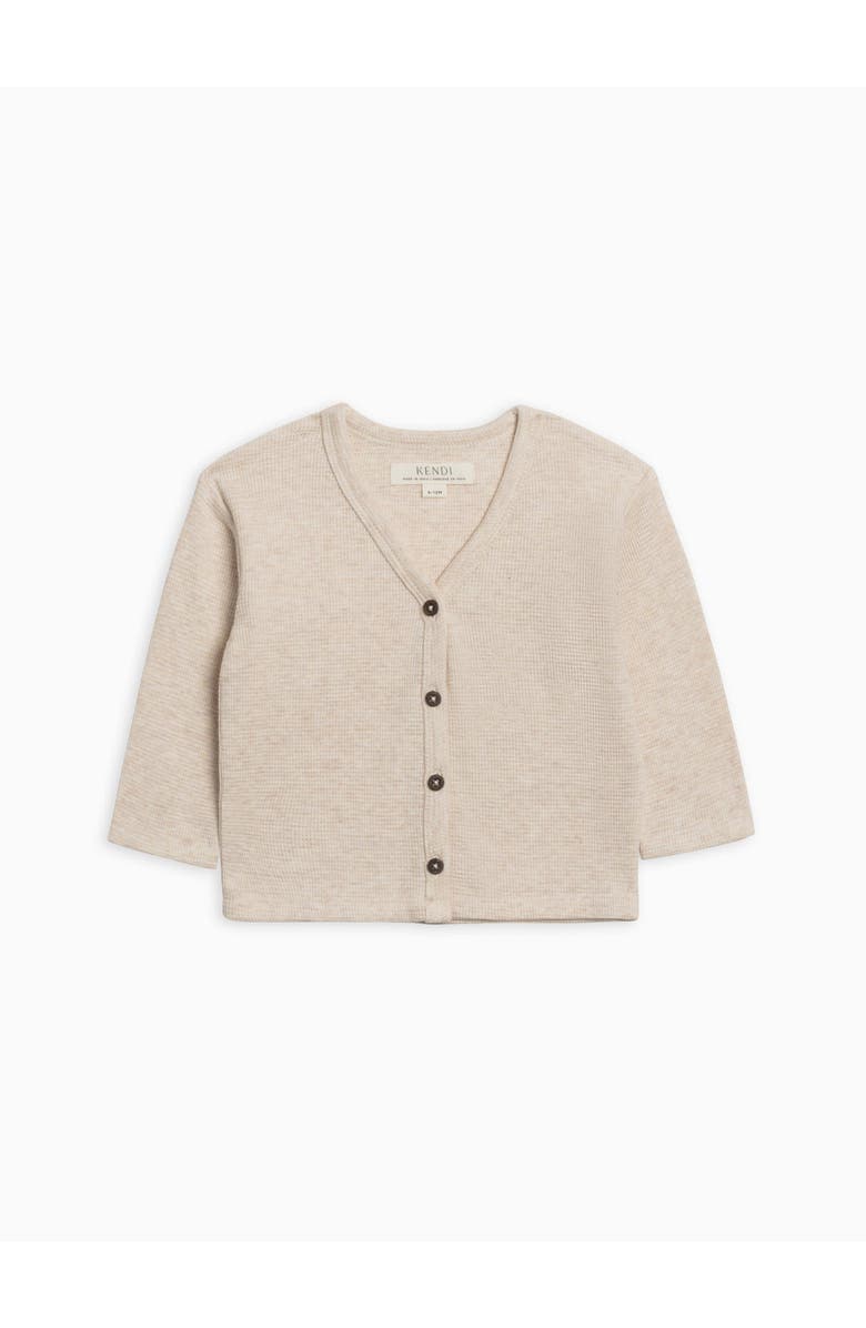 Kendi Wells Waffle Knit Button Cardigan, Main, color, Heather Oat