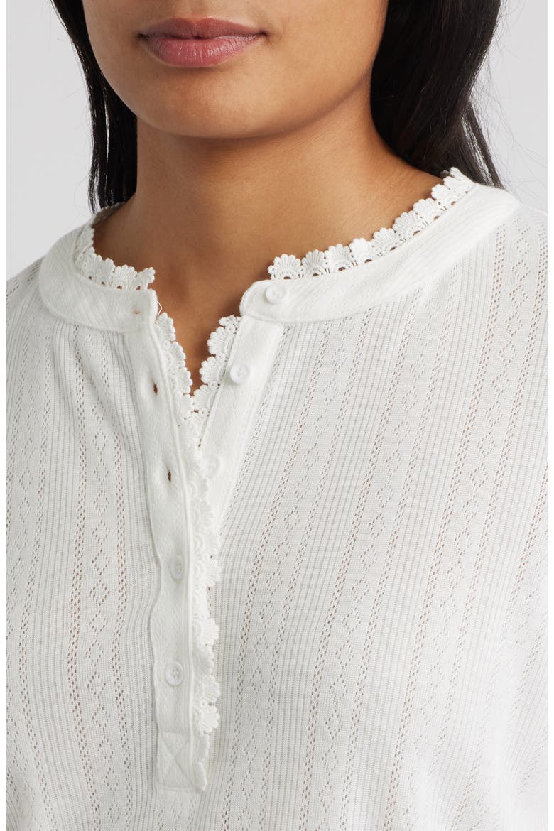 Ava Lace Henley Top, Alternate, color, WHITE