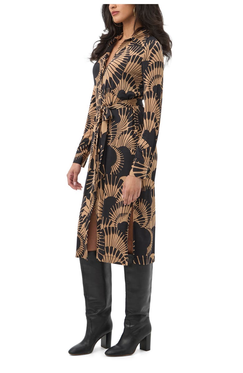 Trina Turk Radio City Printed Jersey Shirt Dress, Alternate, color, Black/Camel