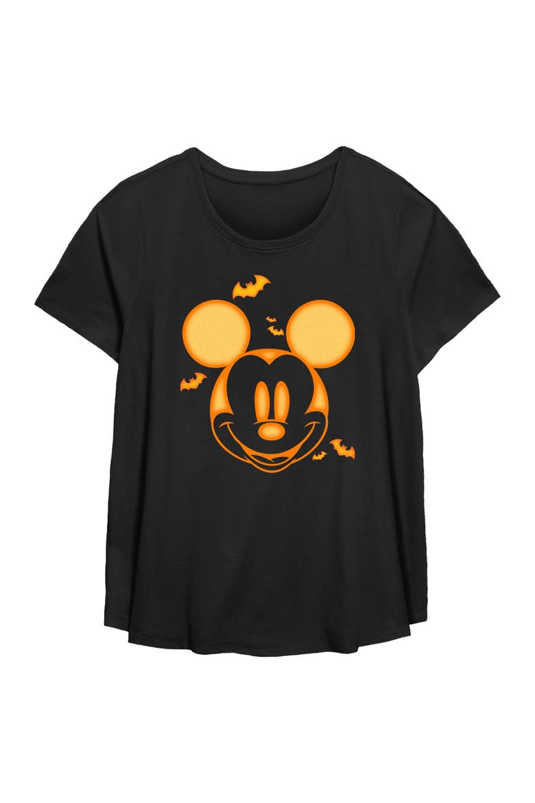 Women's Mickey & Friends Halloween Pumpkin Face  Graphic T-Shirt, Main, color, Black