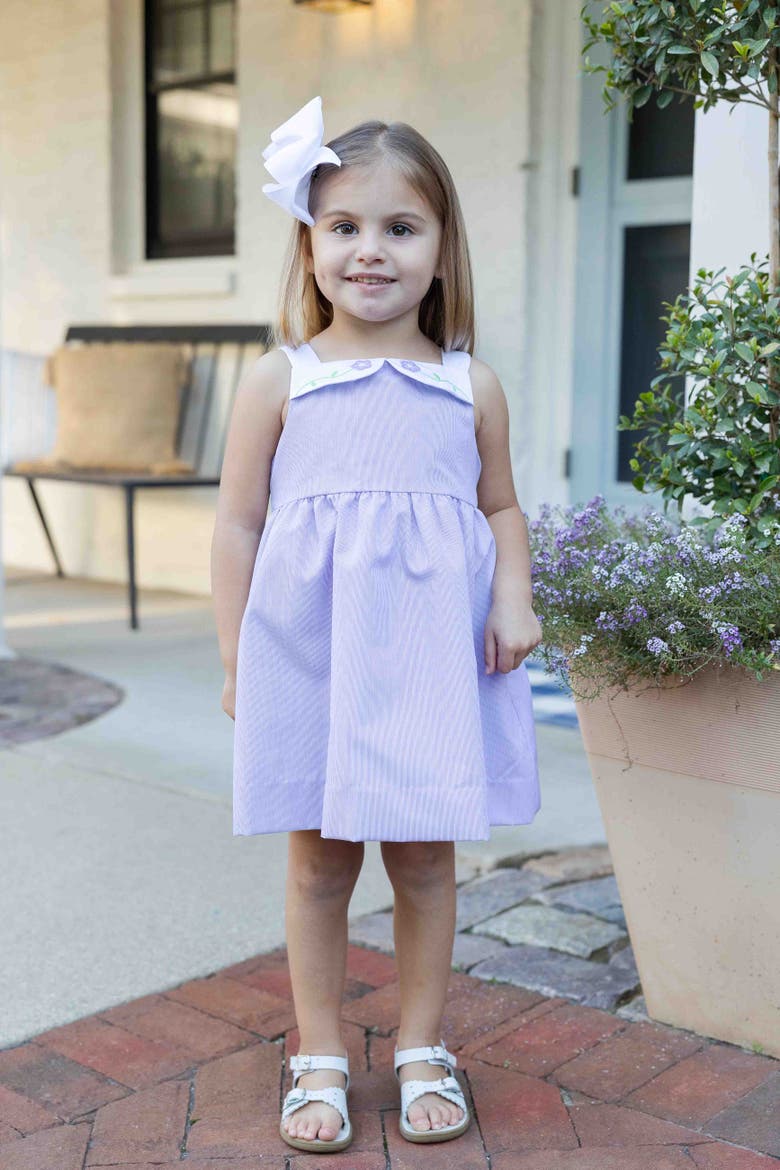 Pincord Dress with Flowers, Alternate, color, Lavender/White