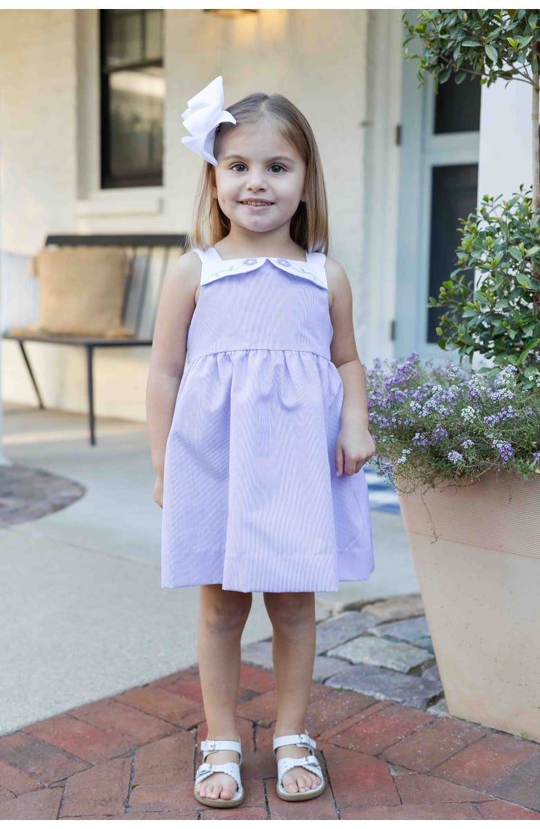 Florence Eiseman Pincord Dress with Flowers, Alternate, color, Lavender/White