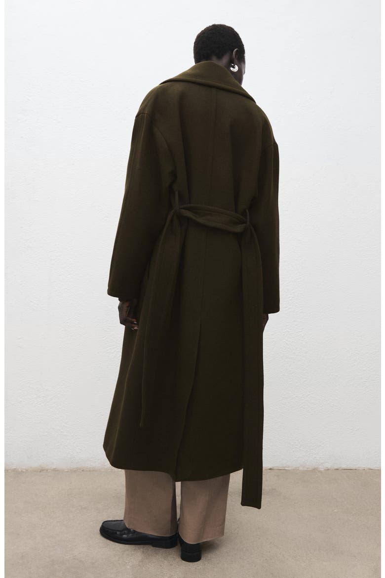 Belted Wool Blend Coat, Alternate, color, KHAKI GREEN