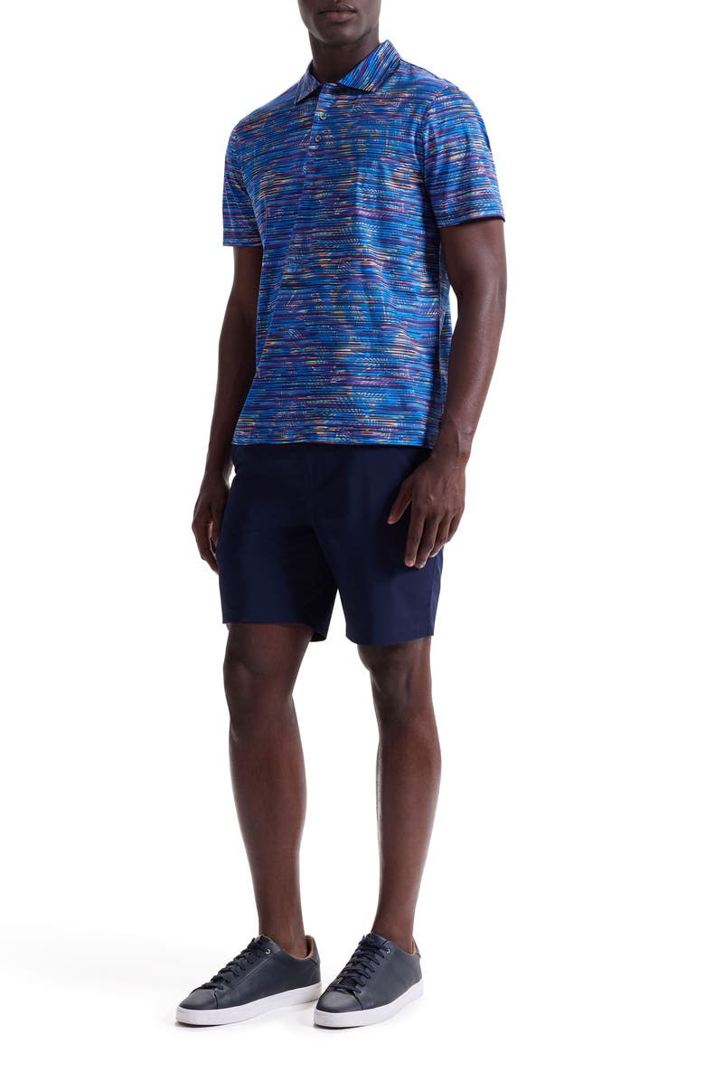 Bugatchi Hendrix Digital Linear Leaf Print Pima Cotton Polo, Alternate, color, Classic Blue