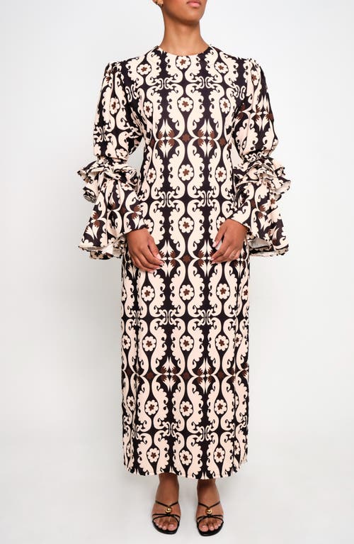 The Lulo Project New Makeda Paisley Long Sleeve Crepe Maxi Dress In Multi