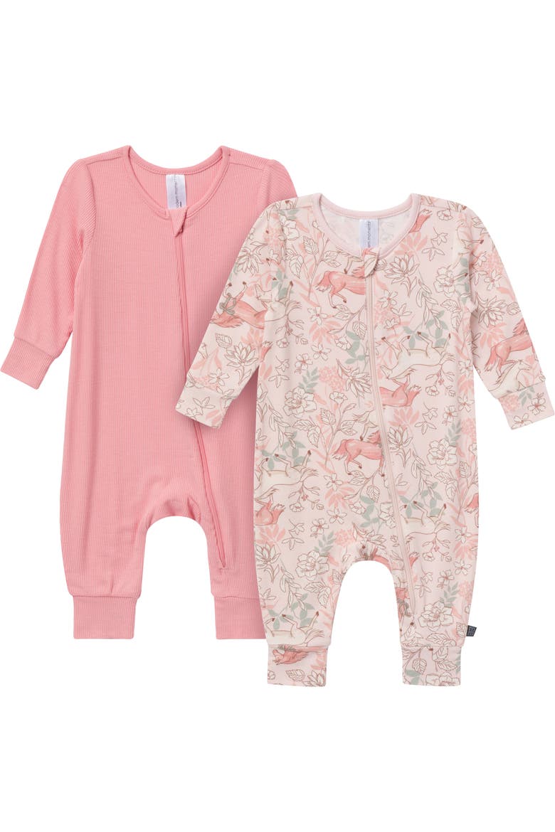 Long Sleeve Footless Rompers, Main, color, Pink