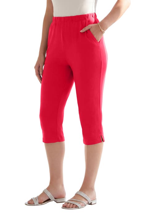 Plus Size Soft Knit Relaxed Pull-On Capri Pant (Plus)