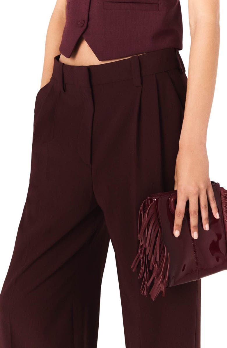 maje Tailored high-waisted suit trousers, Alternate, color, Burgundy