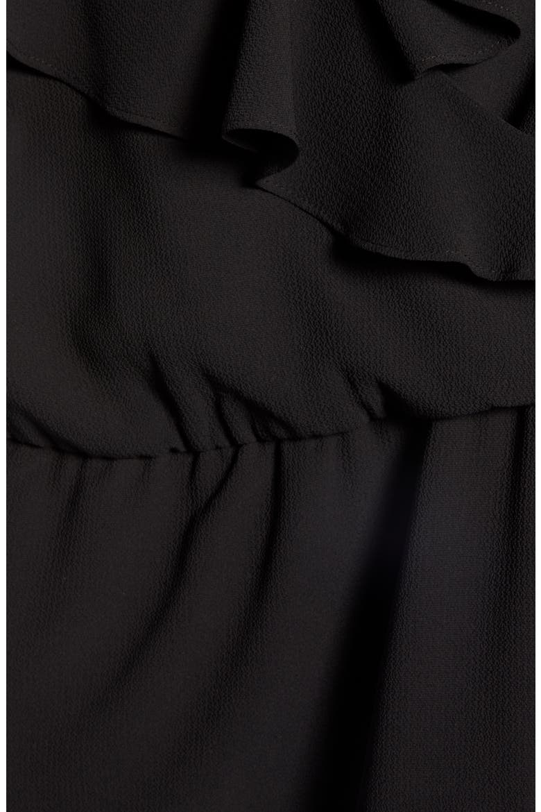 Ruffled Tie Waist Top, Alternate, color, BLACK