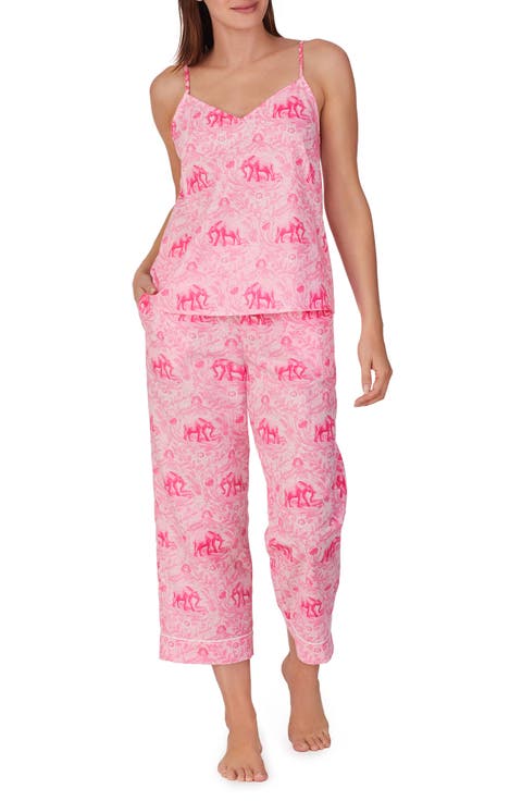 Print Organic Cotton Poplin Crop Pajamas (Regular & Plus Size)