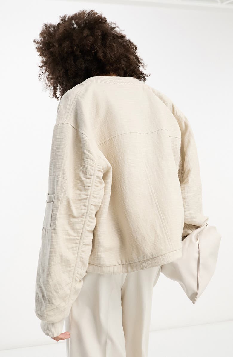 ASOS DESIGN Textured Cotton Bomber Jacket, Alternate, color, 