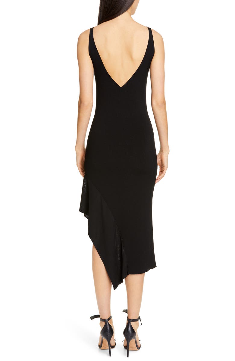 CUSHNIE Asymmetrical Ruffle Hem Midi Dress, Alternate, color, 