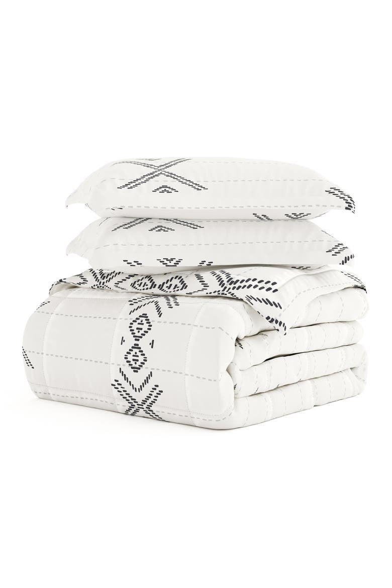 Premium Down Alternative Urban Stitch Patterned Comforter Set, Main, color, GRAY
