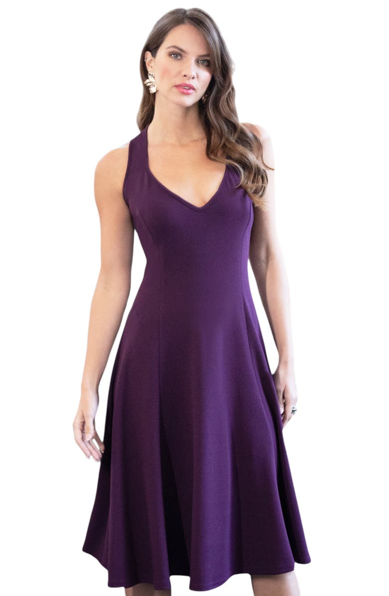 HotSquash London Clothing Sleeveless A-Line Dress, Alternate, color, Damson