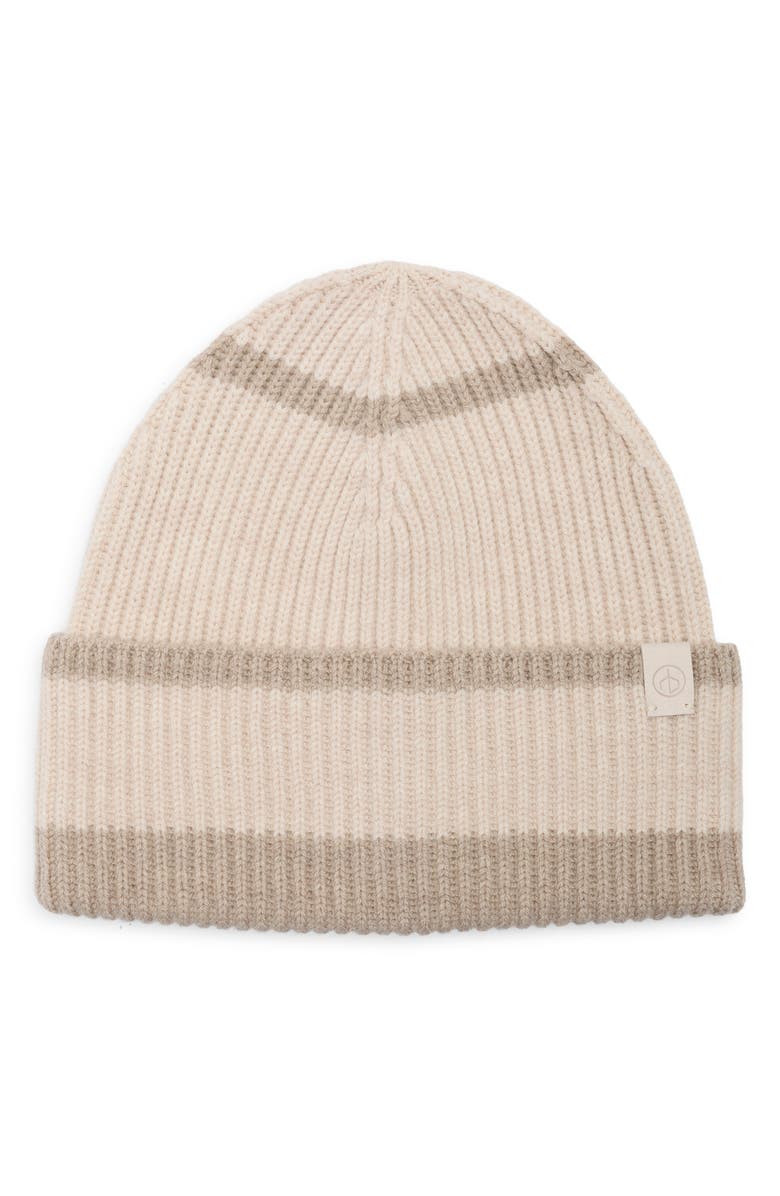 rag & bone Blake Stripe Wool Blend Beanie, Main, color, Oat
