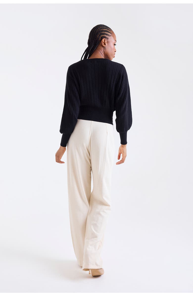 1982 Rosa Ribbed 100% Cashmere Sweater, Alternate, color, Black