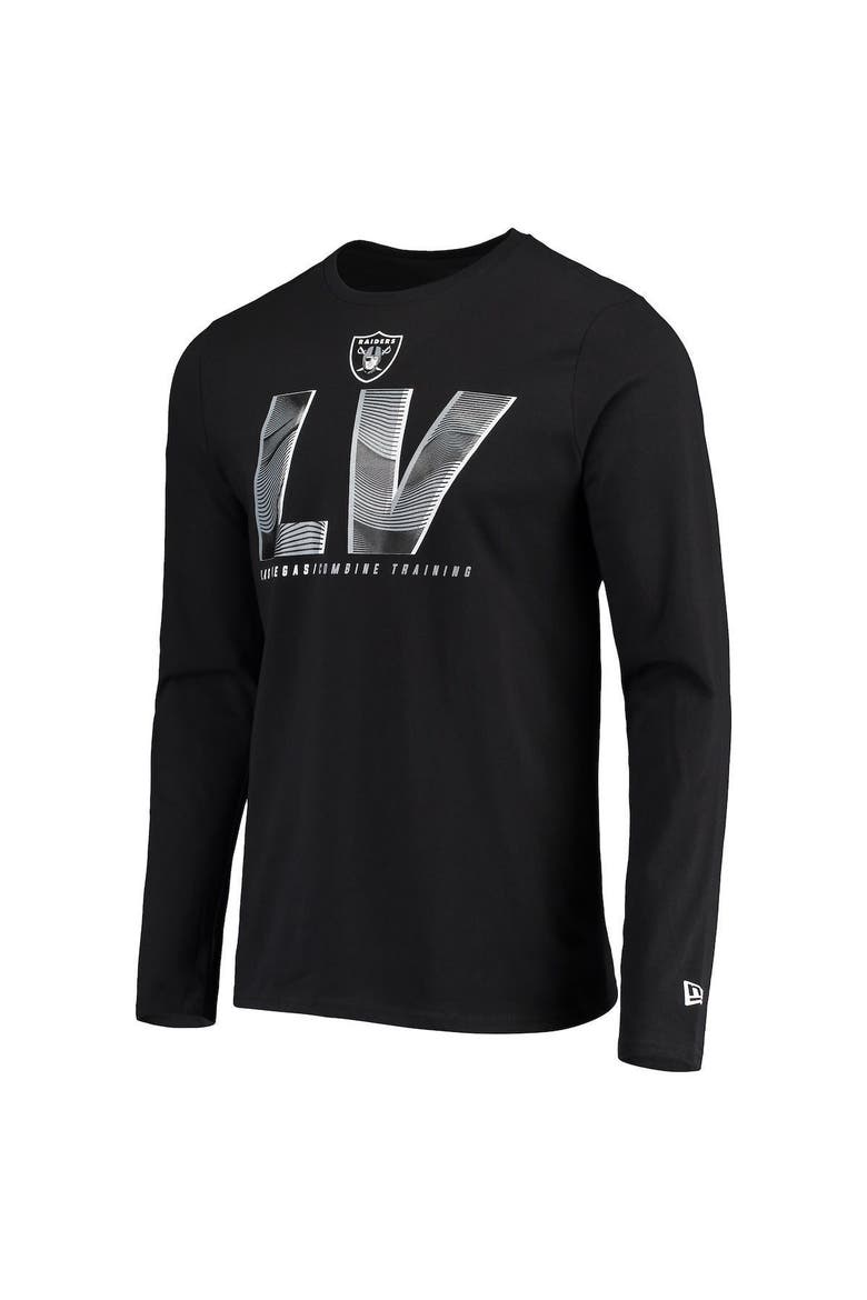 Men's New Era Black Las Vegas Raiders Combine Authentic Static Abbreviation Long Sleeve T-Shirt, Alternate, color, Black